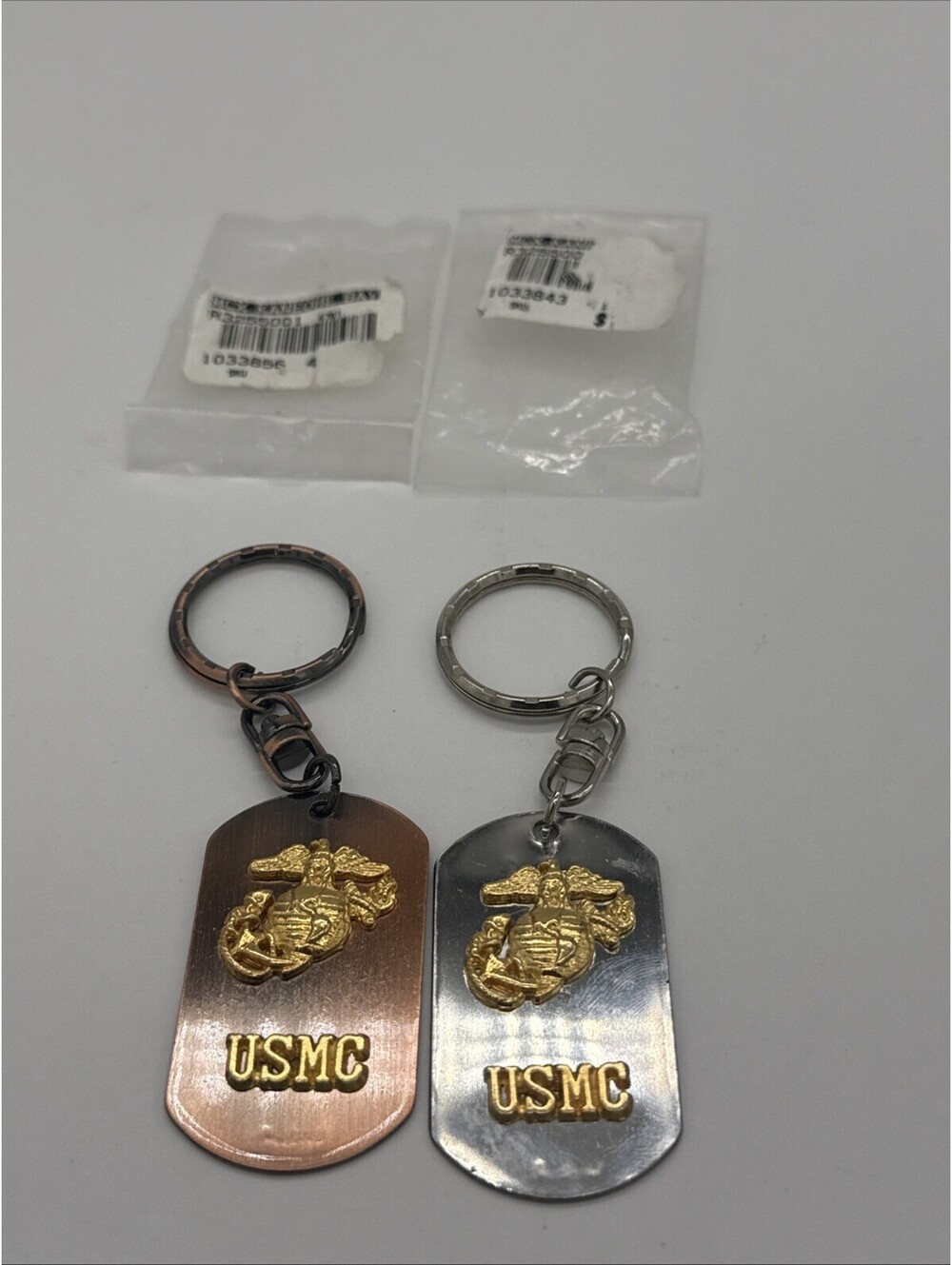 USMC Marines Eagle Globe Anchor Keychain- Lot Of 2 (1copper 1 Silver) Brand New